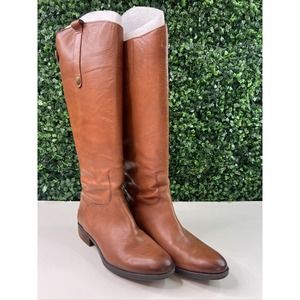 Sam Edelman Penny Whisky Brown Leather Zip Knee High Riding Boots Women's 7.5 M